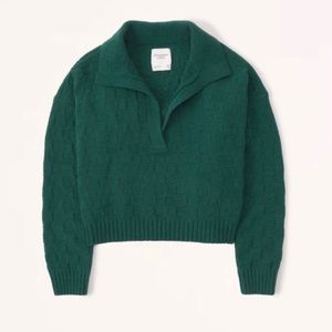 [Abercrombie and Fitch] Emerald Green Collared Knit Sweater